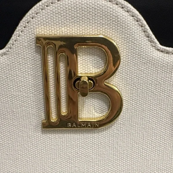 Balmain Black and White Satchel with Gold Accents - Picture 7 of 7